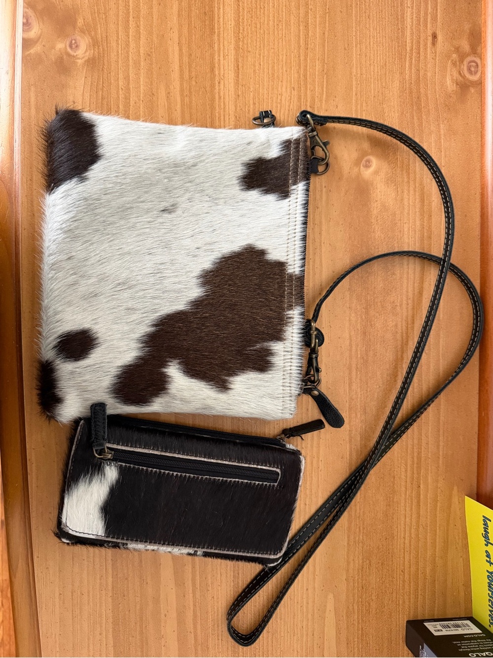 Myra Bag Brown & White Cowhide Crossbody with Card Wallet